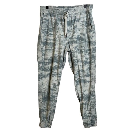 Athleta Pants Size Medium Green Farallon Camo Tie Dye Jogger Elastic Drawstring - Picture 1 of 5